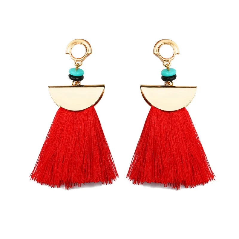 

Red Earrings For Women 2019 Occident Style Exaggerated Fan-Fringed Earrings Personalized Vintage Fashion Ethnic Drop Earrings 64