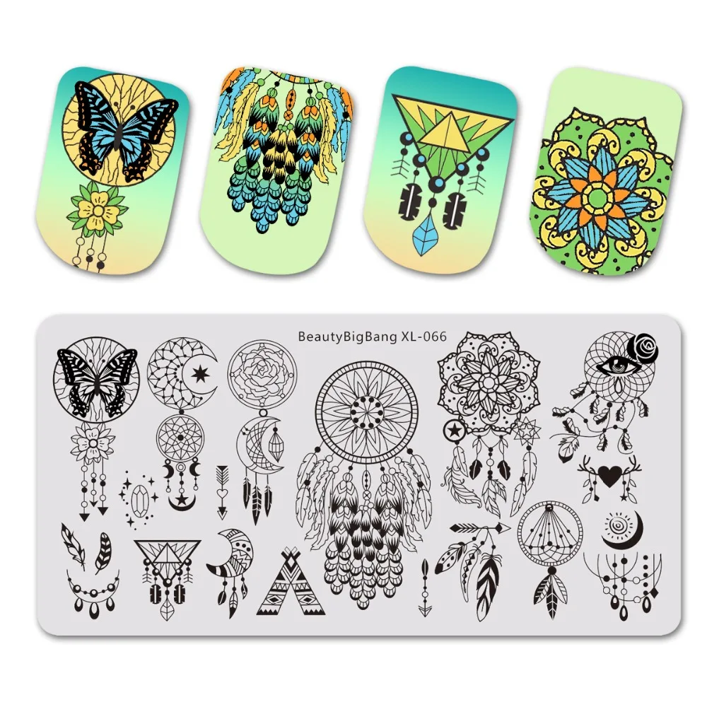 

Beautybigbang Dream Grid Style Nail Art Nail Stamping Plates carimbo de unha for Nail Polish Art Stencil Template Stamping Plate