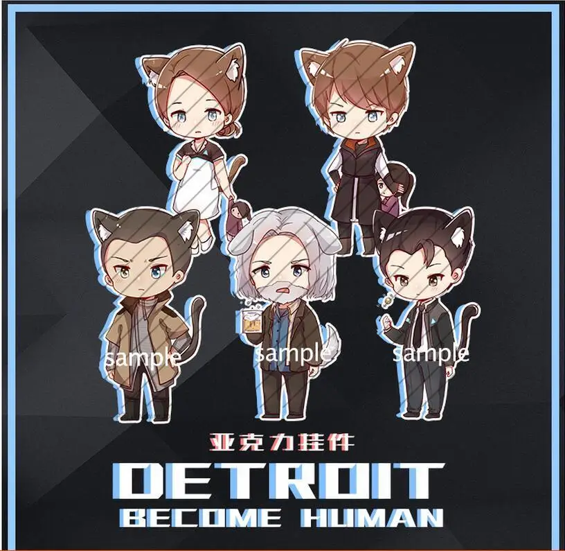 

Detroit: Become Human Connor Hanke Marcus Game Figure Keychain Key ring Strap Key chain cosplay props Gifts