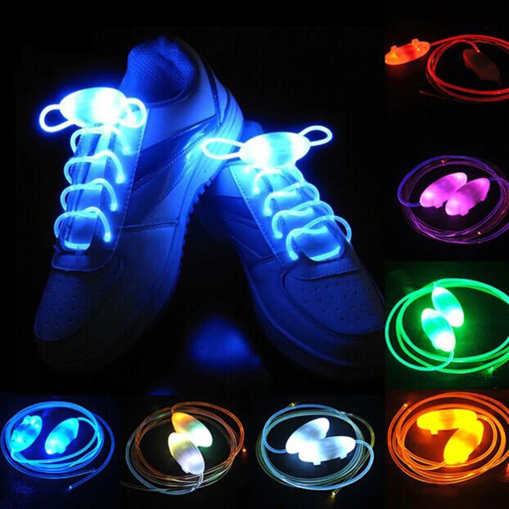 1 Pair 80CM Colorful Light Up Rave Neon Party LED Shoelaces Flashing Colored Shoestrings Luminous Worldwide Sale | Дом и сад
