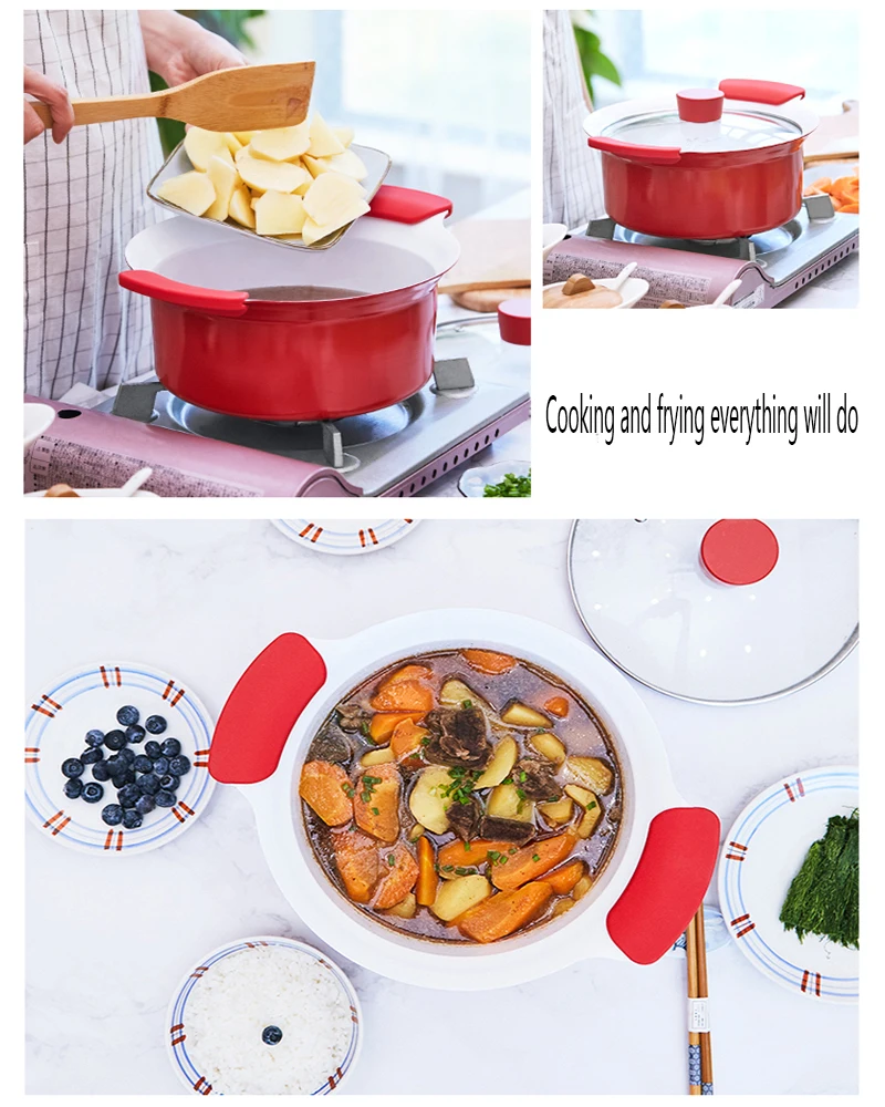 Корейская сковорода с антипригарным покрытием 24 см, кастрюля для супа, эмалированная сковорода с антипригарным покрытием, кухонная посуда, сковорода, кастрюля для общего использования для газовой и индукционной плиты