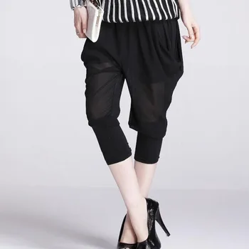 

#1317 Summer trousers women 2018 Loose Lightweight Black Chiffon pants women Fashion Harem pants Pantalon femme Baggy pants
