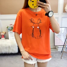 3xl плюс большие размеры blusas feminina весна-осень Летний стиль корейские женские тонкие свободные белый розовый принт футболки Женский A4899