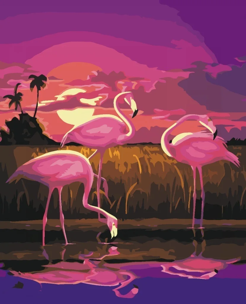

Flamingo Animals Diamond Painting Frame Canvas DIY Coloring Arts Pictures Modular Nordic Home Decor Picture By Numbers