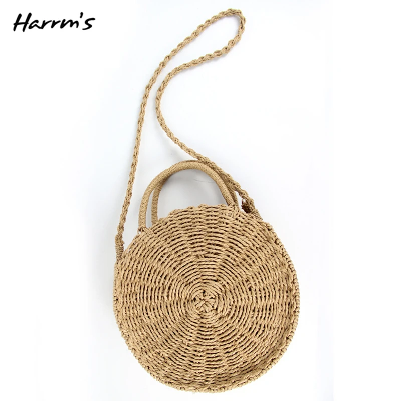 

2018 New 4 Style Handmade Rattan Woven Round Women Handbag Vintage Retro Straw Rope Knitted Bag Paper Fashion Summer Beach Bag