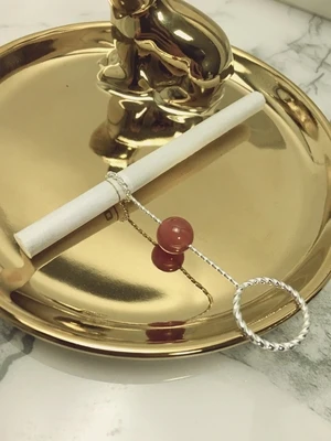 Женское винтажное металлическое кольцо, стойка для сигарет, агатовый держатель для сигарет диаметром 8 мм, сигарета с подарочной коробкой, аксессуары для курения - Цвет: M 17mm red ring