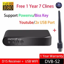 DVB-S2 HD Receptor +1 Year Europe Clines Server Spain Satellite Decoder D1S 1080p HD Youtube Powervu DVB-S2 LNB Satellite TV Box