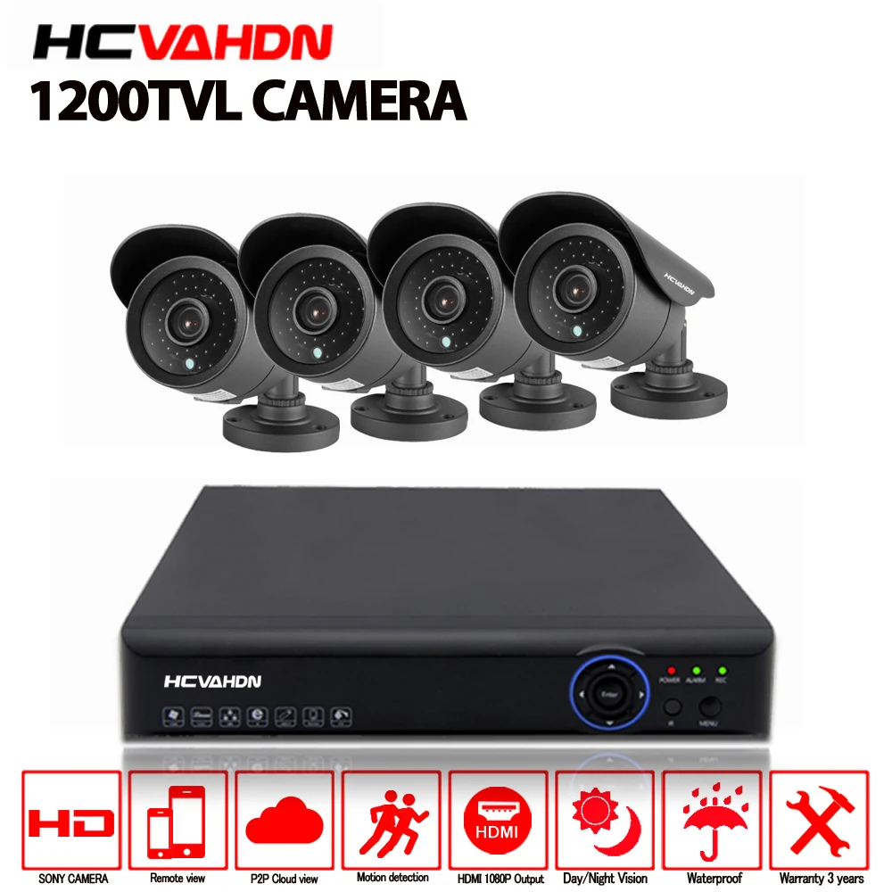 HCVAHDN 4-канальный AHD DVR NVR система Комплект 4CH безопасности с Sony CCD Bullet 4 шт. 1200TVL CCTV HD