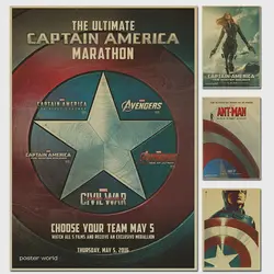 Капитан Америка в Куадрос ретро крафт Бумага плакат фильм рисунок Marvel стены Стикеры Home Decor ностальгия