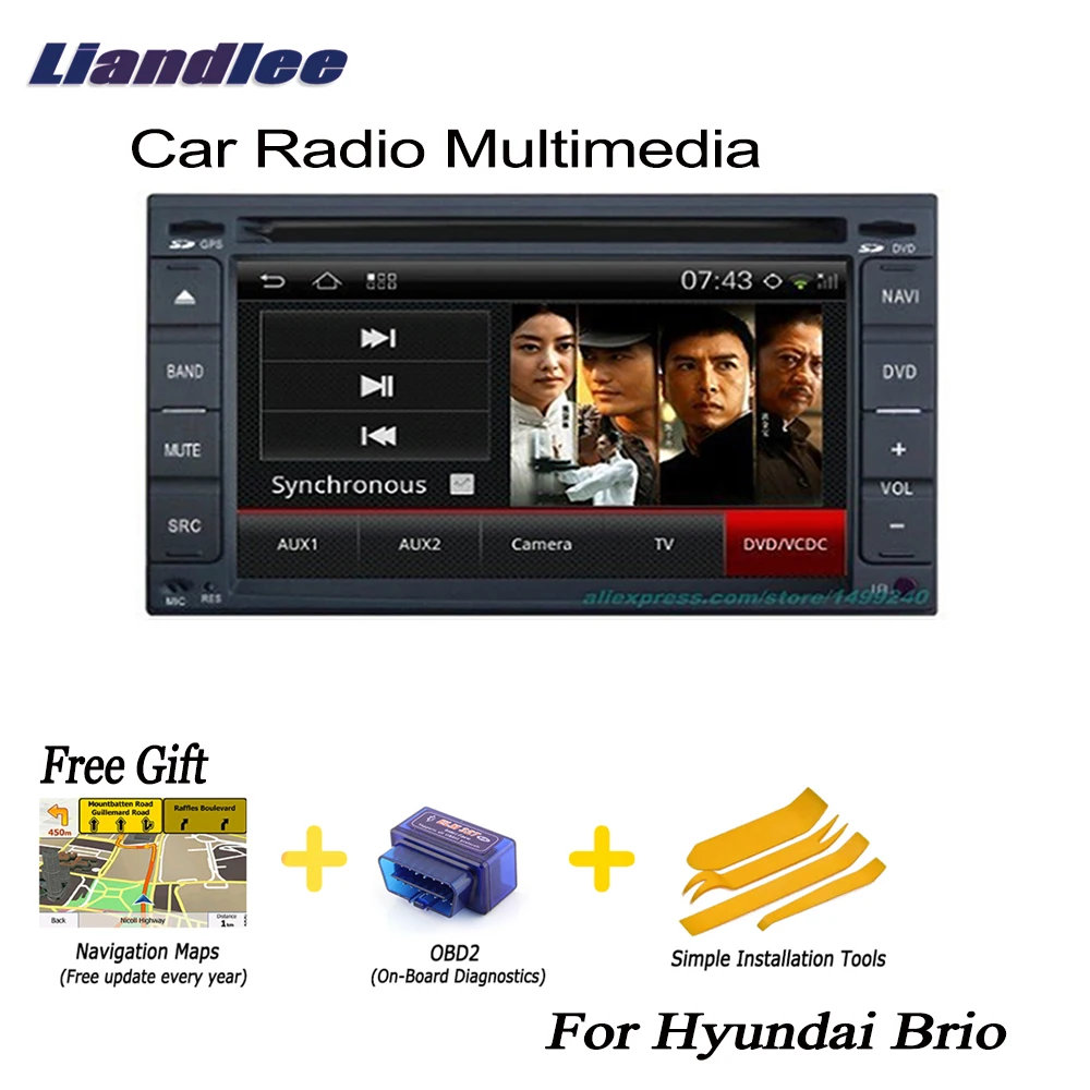 Discount Liandlee 2 din Car Android GPS Navi For Hyundai Brio 2006~2010 Navigation Maps Radio CD DVD Player Audio Video Stereo OBD2 TV 0