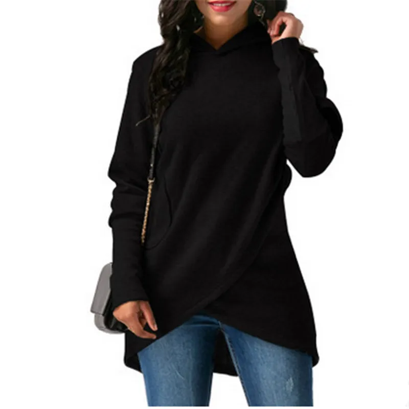 Hoodie Women 2019 New  Hooded Sweatshirt Womens Hoodies Casual Long Sleeve Pullovers Loose Asymmetric Hoodie