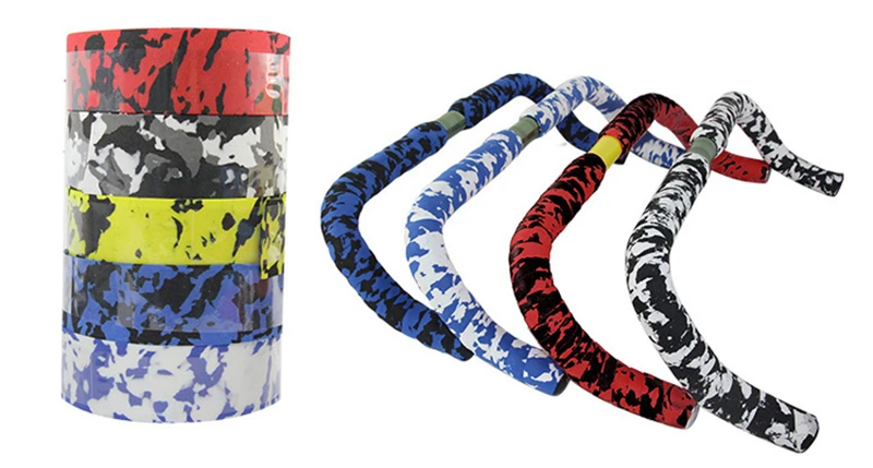 Road Bike Bicycle Handlebar tape Camouflage Cycling Handle Belt Cork Wrap with Bar Plugs (3)