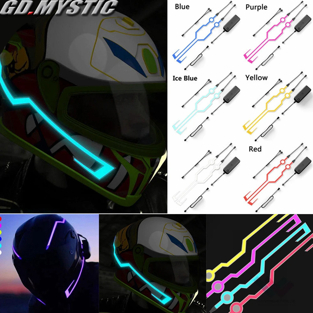 

Motorcycle Helmet EL Cold Light Helmet Light Strip Night Signal Luminous Modified Strip Helmet Sticker