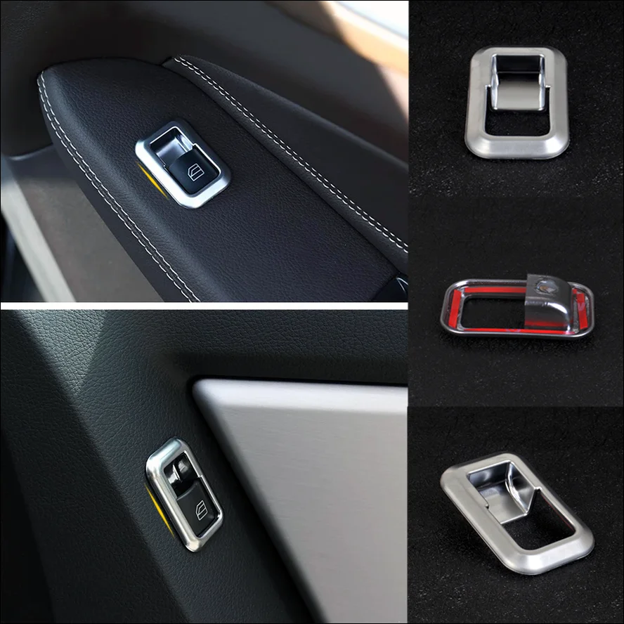 714PcsSet Car Window Glass Switch Button Cover Trim Car Styling Door Window Key Sticker For Mercedes-Benz GLA CLA E Class