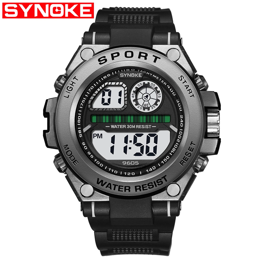 Synoke 9605 New Men Display Digital Military Watch Multifunction 30m