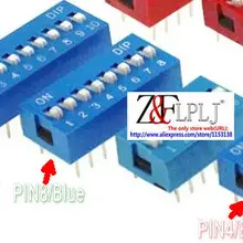 Тумблер/горизонтальный тумблер/штифт расстояние: 2,54 мм/dial switch PIN12 PIN10 PIN8 PIN4 красный/синий 10 шт/лот