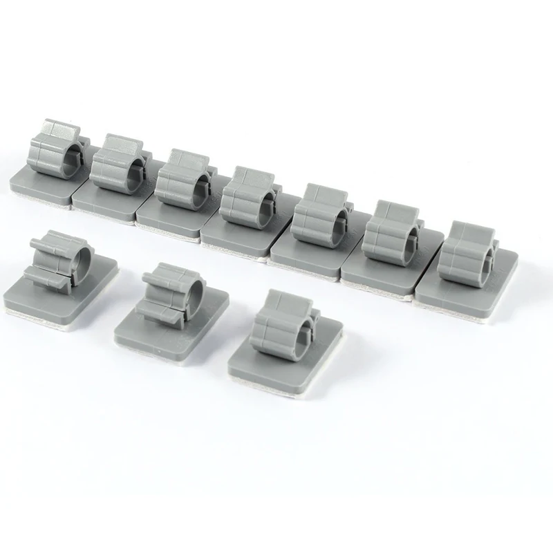 

MYLB-10pcs Plastic TS-0607 Self Adhesive Wire Cable Clip Hose Tube Clamps Gray