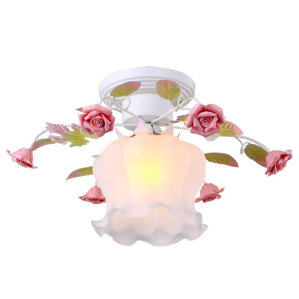 

Pastoral Flowers Princess Room Ceiling Lamp European Fashion Bedroom Ceiling Lights Hallway Balcony Fixtures
