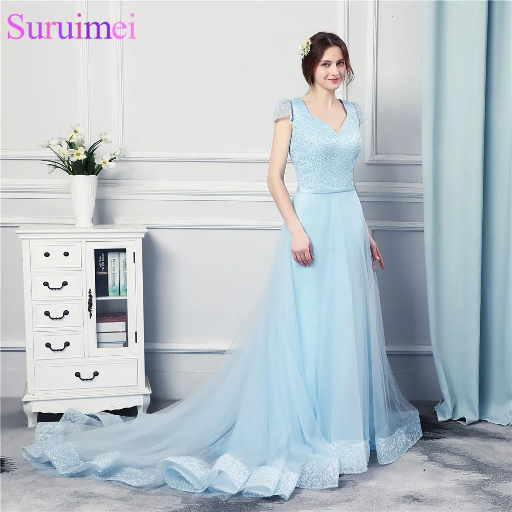 ice blue evening dress