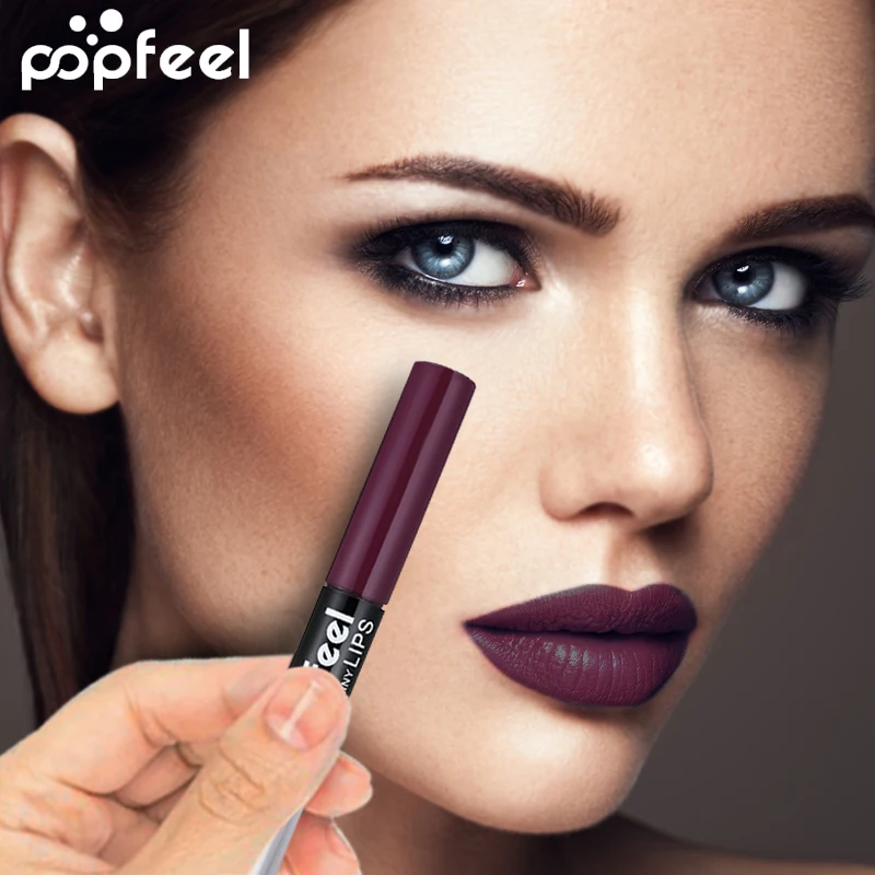 Popfeel 12 цветов водонепроницаемая матовая жидкость губная помада стойкий блеск для