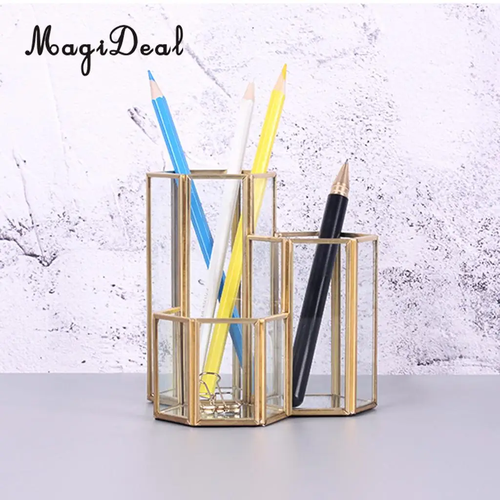 

Hexagonal Makeup Brush Holder Desk Storage Organizer Cosmetics Organizer