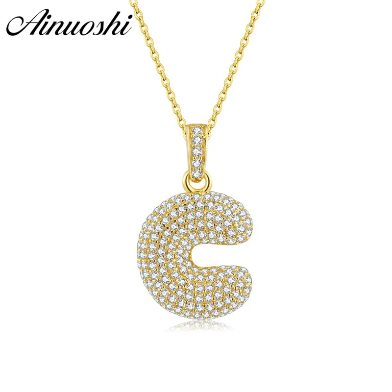 

AINUOSHI 10K Gold 26 Alphabet Pendant SONA Diamond 15mm Separate Pendant Gift for Women Men Child A to Z Initial Letter Pendant