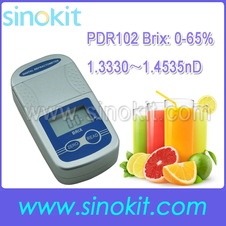 

Free Shipping Newest Brix 0-65% and 1.3330-1.4535nD Digital Refractometer - PDR102