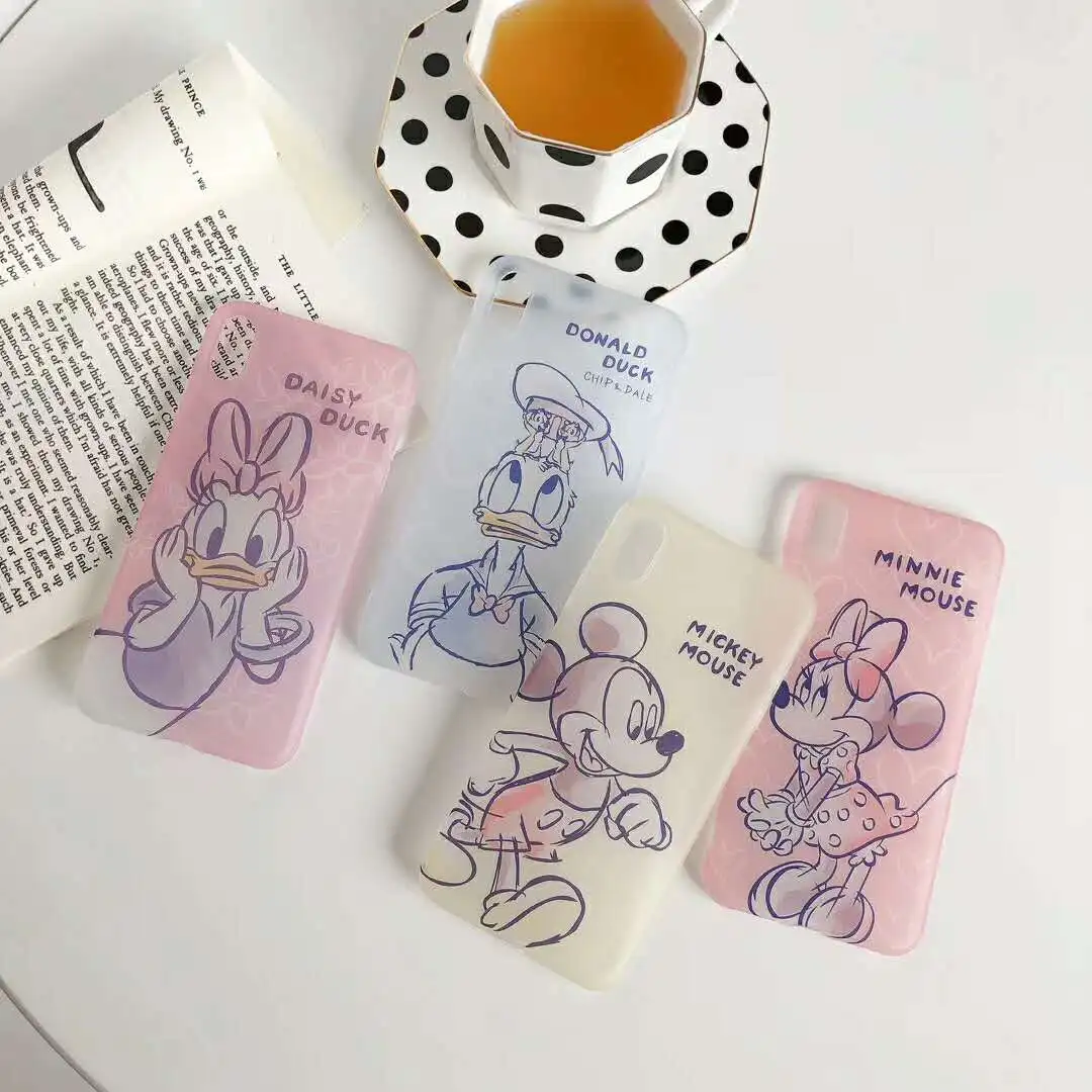 

Cartoon Mickey Minnie Mouse Translucent draw Case For iPhone 6 6s 8 X 7 Plus XR XS MAX Cover Cute Fun Donald Daisy Duck Soft TPU