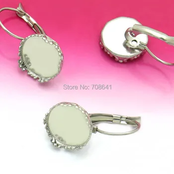 

12mm Blank Stainless Steel Wire Hook Earrings Bases Settings with Round Crown Bezel tray Cabochon Ear Clip Earrings DIY Findings