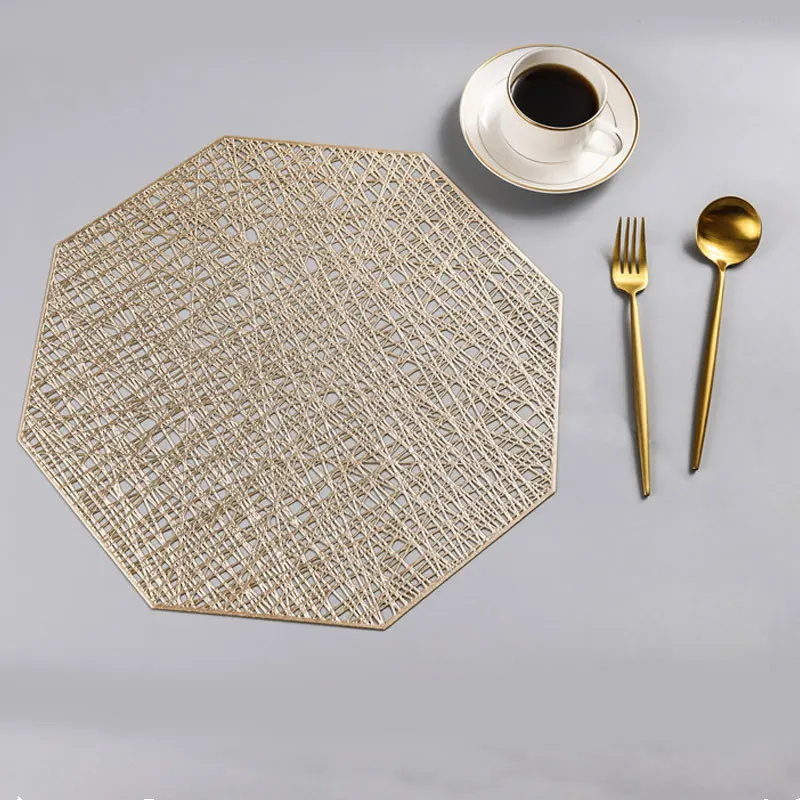 

1PC Creative Octagonal Placemat Dinner Table PVC Plastic Hollow Heat-Insulated Pad Waterproof Non Slip Mats Home Decor HB