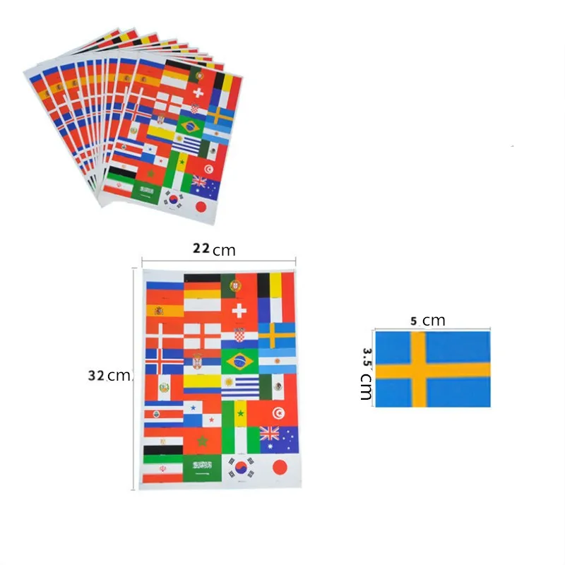 

5Pcs/lot National Banner Flags Tattoo Temporary 2019 Soccer Fan Face Sticker Adhesive Material on Face Arm 32 Countries Pattern