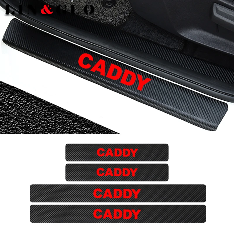 

4pcs Door Carbon Fiber Car Scuff Plate sticker Vinyl Decal sticker for Volkswagen vw CADDY