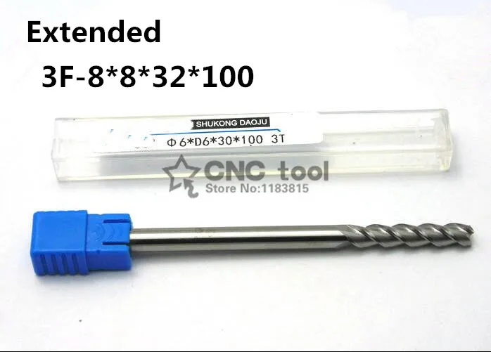

Free Shipping 8.0mm Long End Mill 8.0*8*32*100L 3 Flutes Aluminum Carbide End mills,Carbide CNC End mill Router Bits,lathe tool