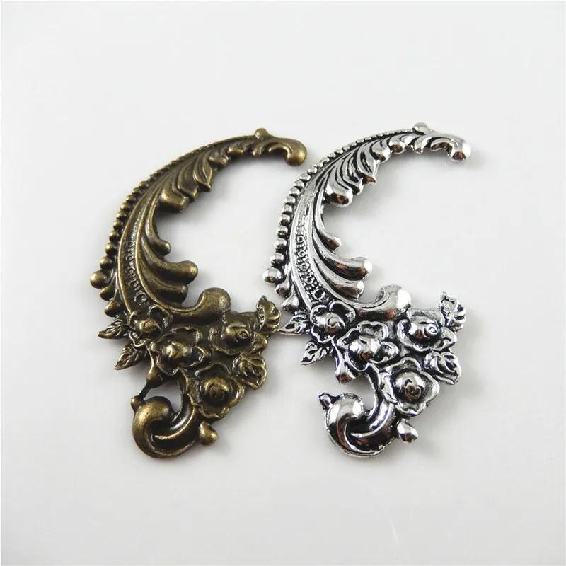 

Julie Wang 4pcs Antique Bronze /Silver Tone Pendant Alloy Plated Animal Feather Charm Suspension Jewelry Accessories 63*40*2mm