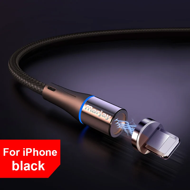 Black For iPhone Marjay 2 м Магнитный кабель usb type C кабель для iPhone зарядное устройство 3A Магнитный зарядный Micro USB кабель и USB C кабель провод для samsung - Цвет: Black For iPhone