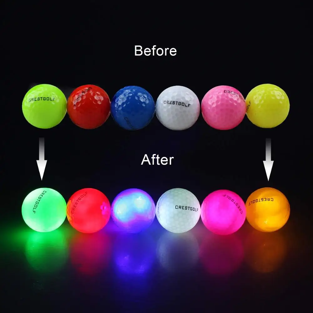 20pcs/Lot Crestgolf Flashing Glowing Golf Ball Night Glow Flash Light Up LED Golf Ball,Six Color (Updated Mixed Color Brighter)