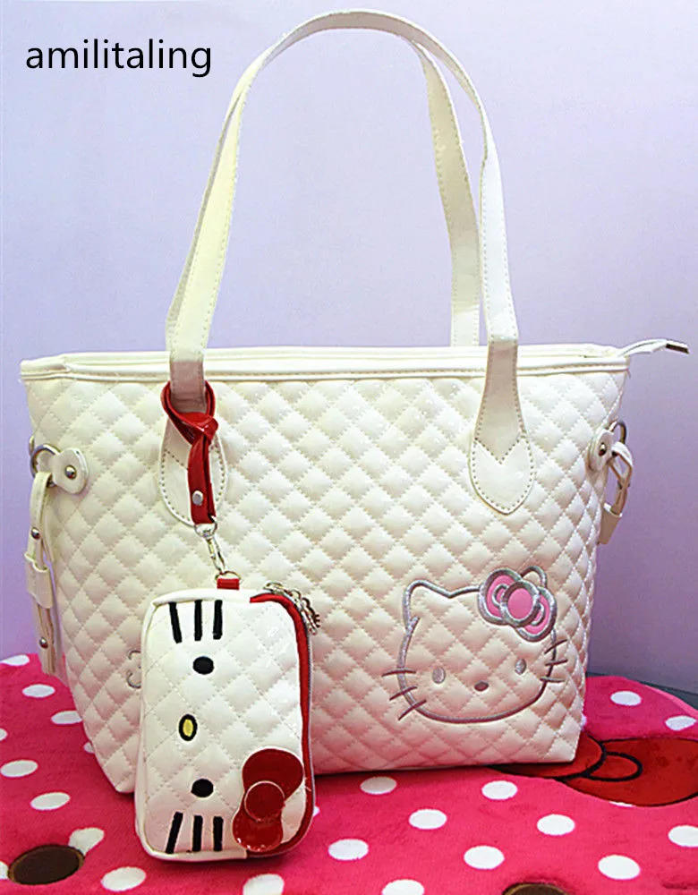 New Hello  kitty  White Handbag  Shoulder Tote Bag  Purse with 