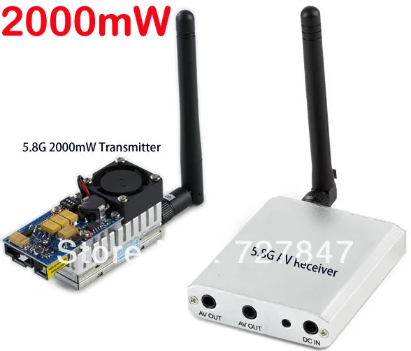 

rc plane parts 5.8G FPV 2W 8Ch 2000mW Wireless Audio Video Transmitter AV Sender+ RC305 Receiver Kit,Double lines AV output