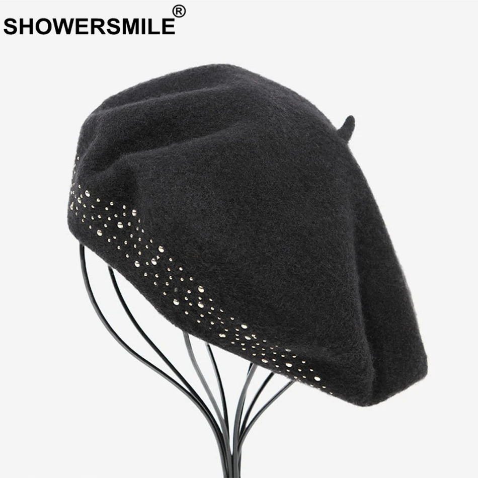 Берет SHOWERSMILE женский шерстяной художественный берет с заклепками Модный мягкий