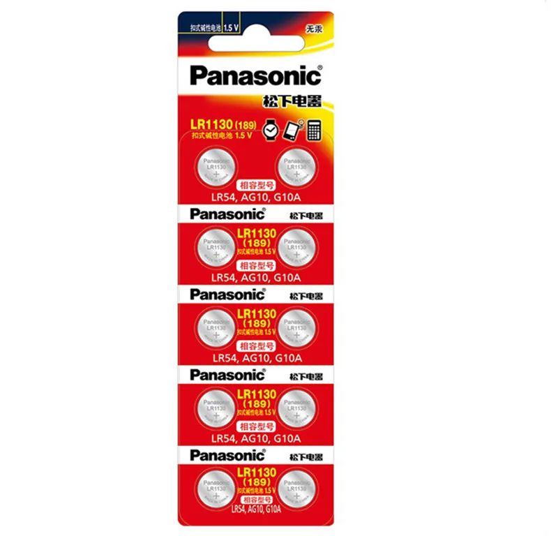 

10PCS 100% Genuine wholesale PANASONIC LR54 189 AG10 L1131 SR1130 G10 V10GA 389 Alkaline Button Cell Coin Battery Free Shipping