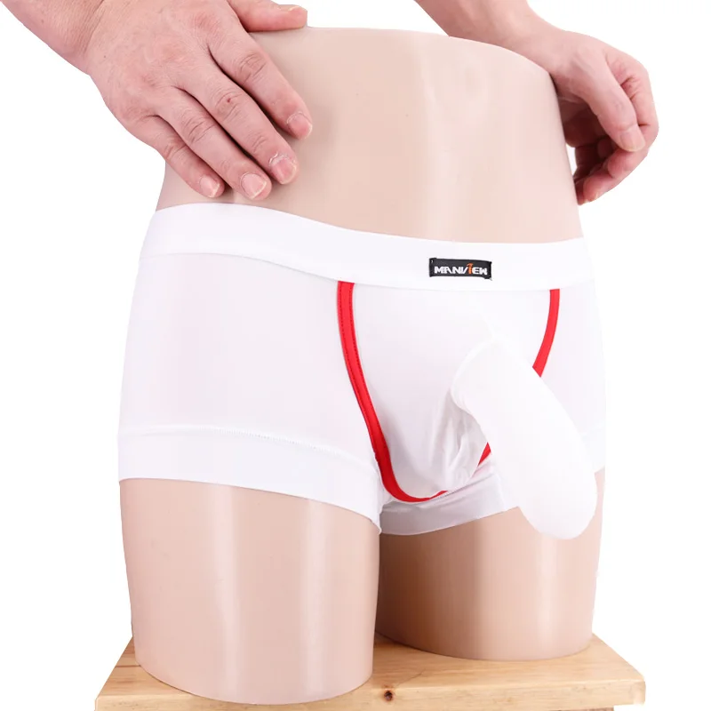 Мужские трусы Manview Ice Silk trunk с рукавом для пениса мужские шорты-боксеры u выпуклая низкая талия Мужское нижнее белье 1520