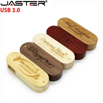 

JASTER USB 3.0 LOGO Customized rotatable Wooden USB Flash Drive Pendrive Memory Stick pen drive 4GB 8GB 16GB 32GB usb disk gift