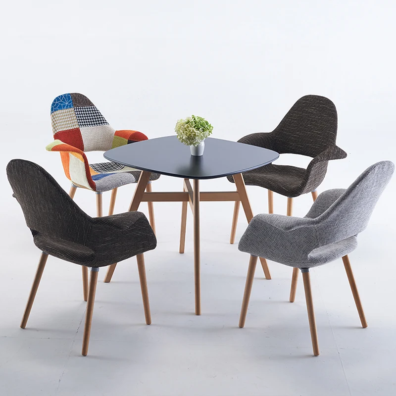 set of 2 upholstered comfortable modern organic arm chair accent