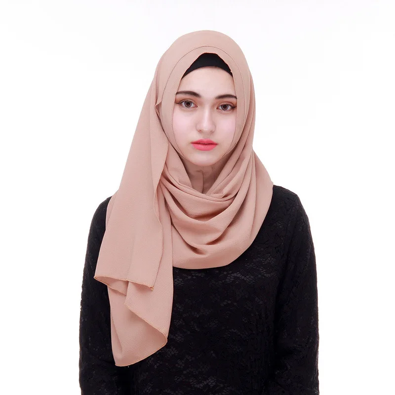 

easy hijab instant bubble chiffon slip on solid hijab scarf khaleeji plain 180*70cm headwrap