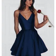 Простые недорогие Выпускные платья, v-образный вырез, открытая спина, мини платья для выпускного вечера, Vestido Festa Curto, индивидуальные платья для выпускного вечера