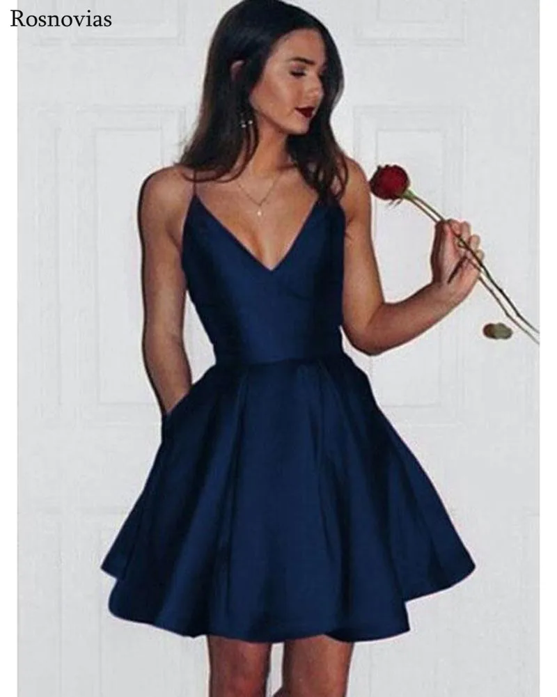 Vestidos de graduación baratos sencillos 2019 cuello en V sin Mini vestidos de fiesta de graduación vestidos de fiesta _ - AliExpress Mobile