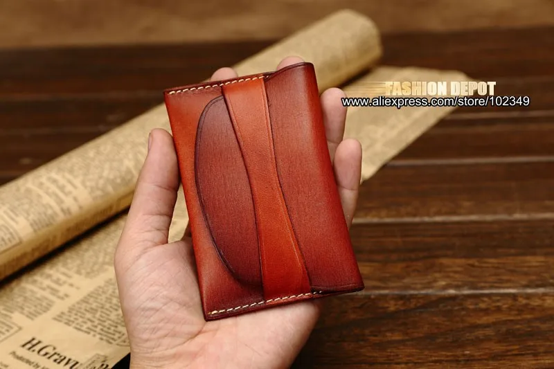 vegetable Tanned Leather Classic Style Business Card Wallet and Credit Card Holder and Card Wallet Cowhide Real Leather (9)