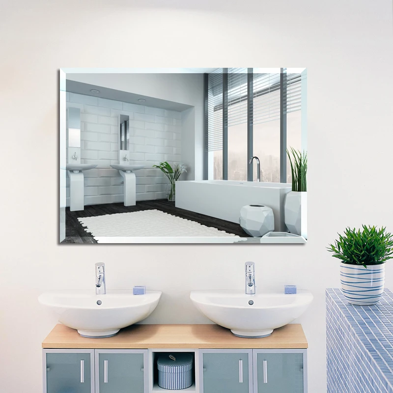 Простое зеркало для ванной комнаты бескаркасное настенное зеркало для ванной паста зеркало туалетный Макияж Зеркало туалетное зеркало LO6111035