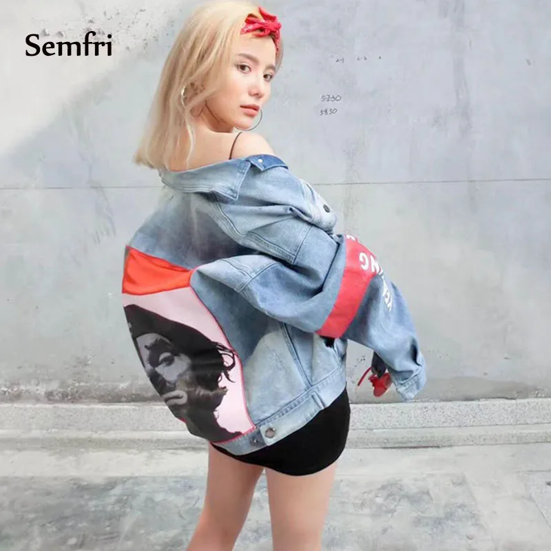 Semfri Свободная джинсовая куртка 2019 женская обувь Корейская карман женский топ