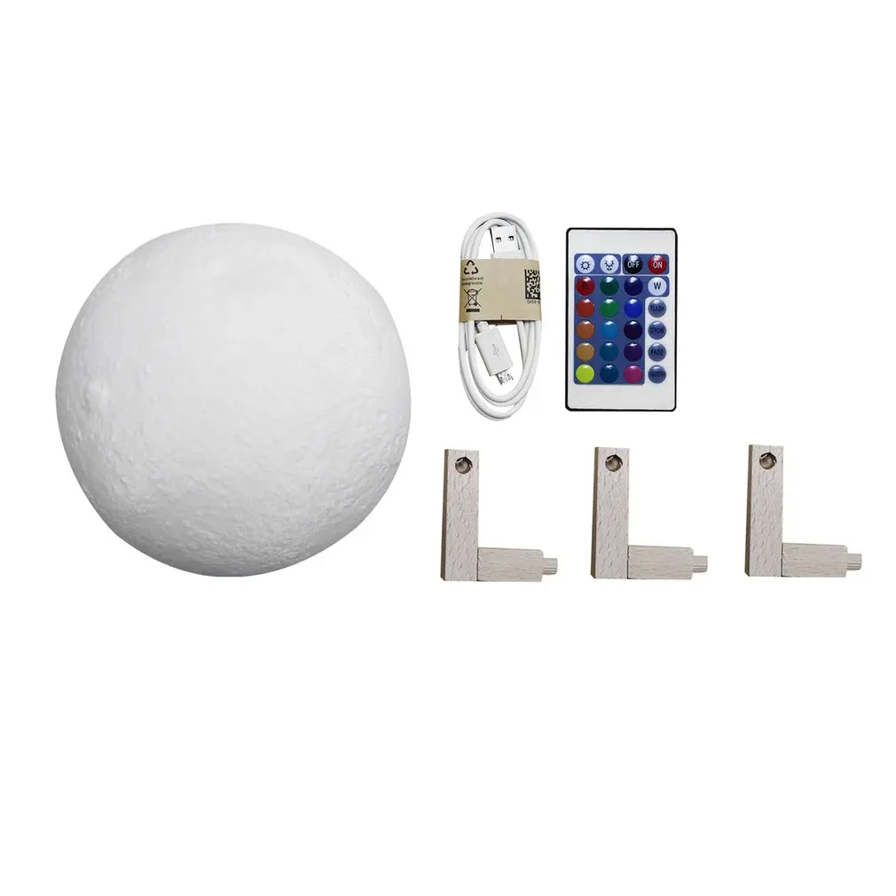 

Colorful 3D Print Moon Lamp Color Change Bedroom Bedside Bookcase Home Decor Gift Remote Control Changeable Night Lights